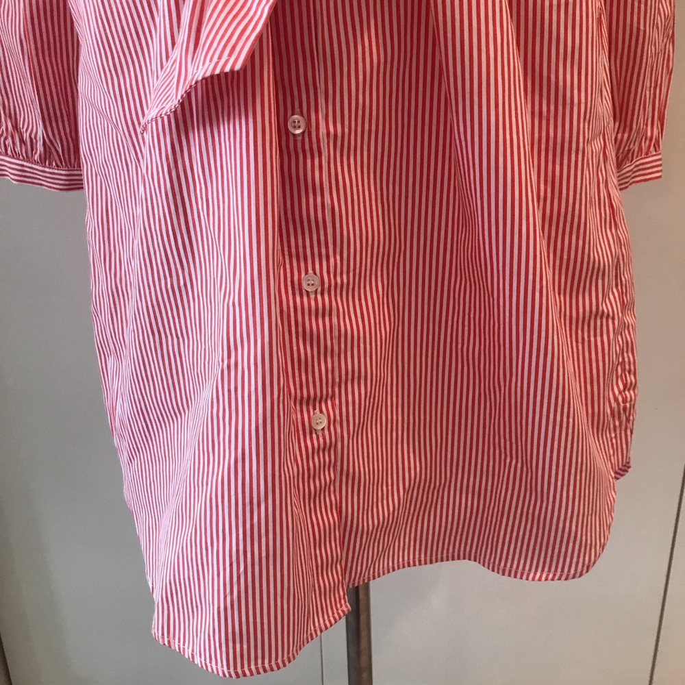 J. McLaughlin Millbury Cotton Red & White Stripe Tie Belt Midi Shirt Dress S NWT - Picture 9 of 16